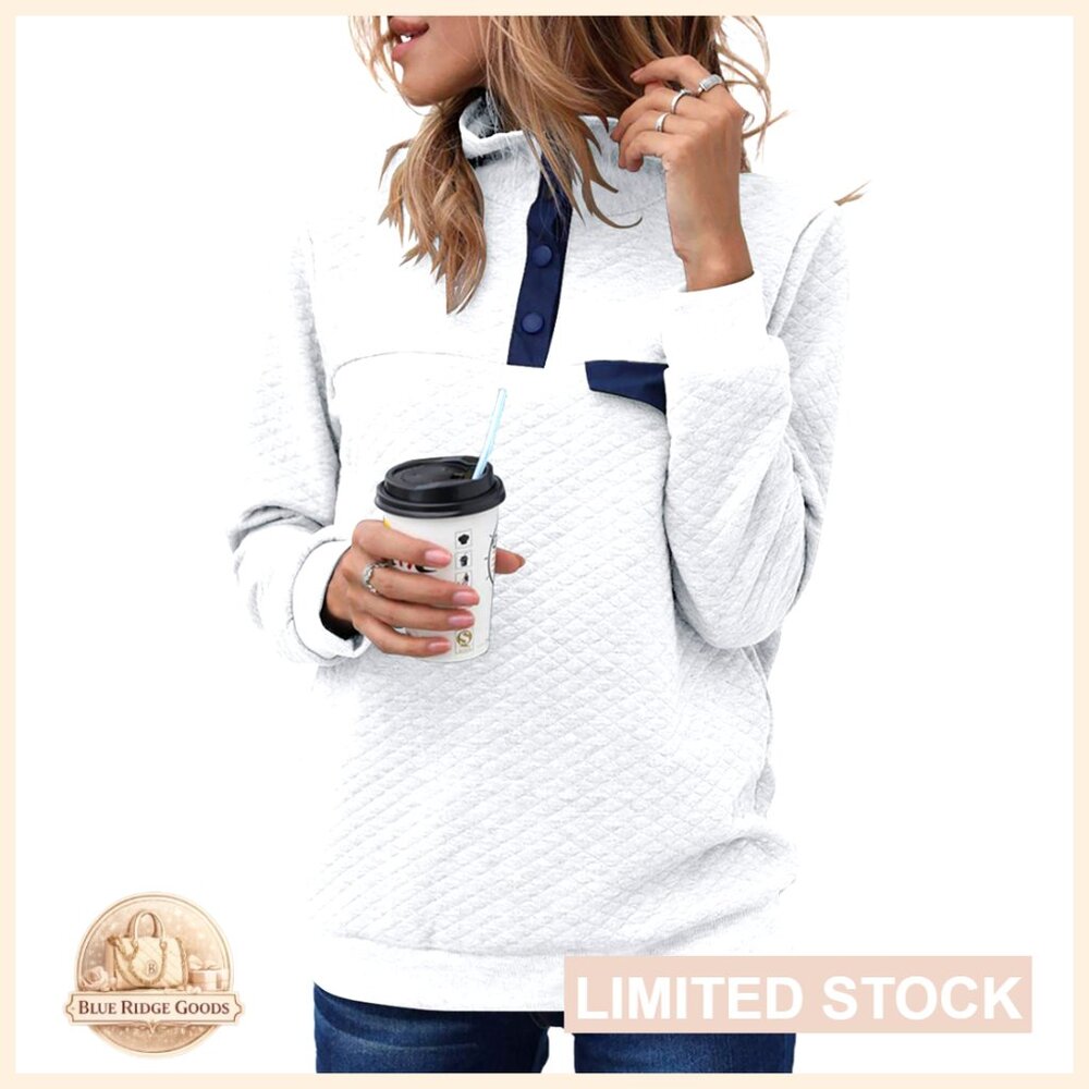 Quilted Pattern Lightweight Pullover Sweatshirt R… - image 1